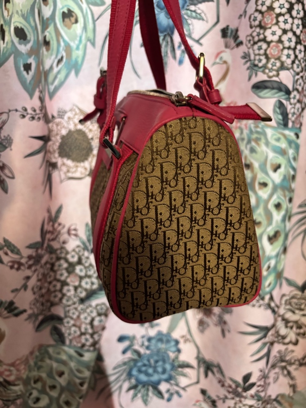 Dior John Galliano Trotter Brown Monogram Satchel with Hot Pink Leather - Picture 4 of 5